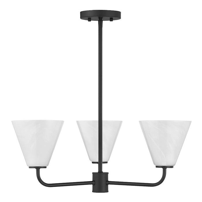 Savoy Essentials Blair 3 Light Chandelier, Matte Black/Strie