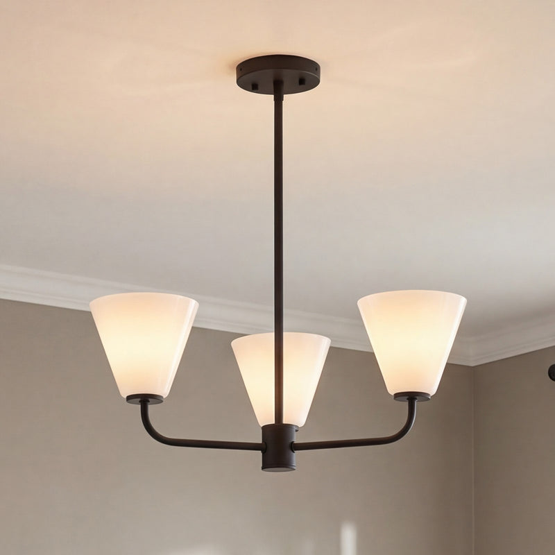 Savoy Essentials Blair 3 Light Chandelier, Matte Black/Strie