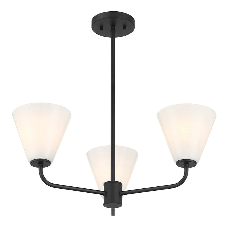 Savoy Essentials Blair 3 Light Chandelier, Matte Black/Strie