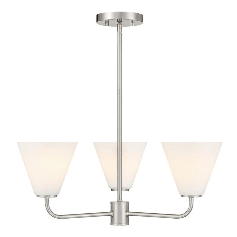 Savoy Essentials Blair 3 Light Chandelier, Satin Nickel/Strie