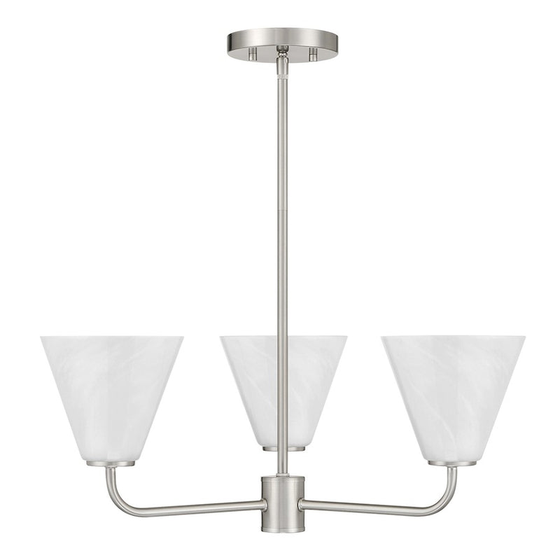 Savoy Essentials Blair 3 Light Chandelier, Satin Nickel/Strie