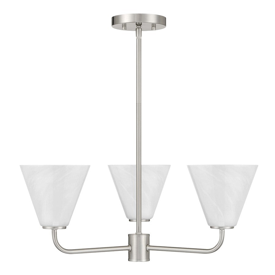 Savoy Essentials Blair 3 Light Chandelier, Satin Nickel/Strie