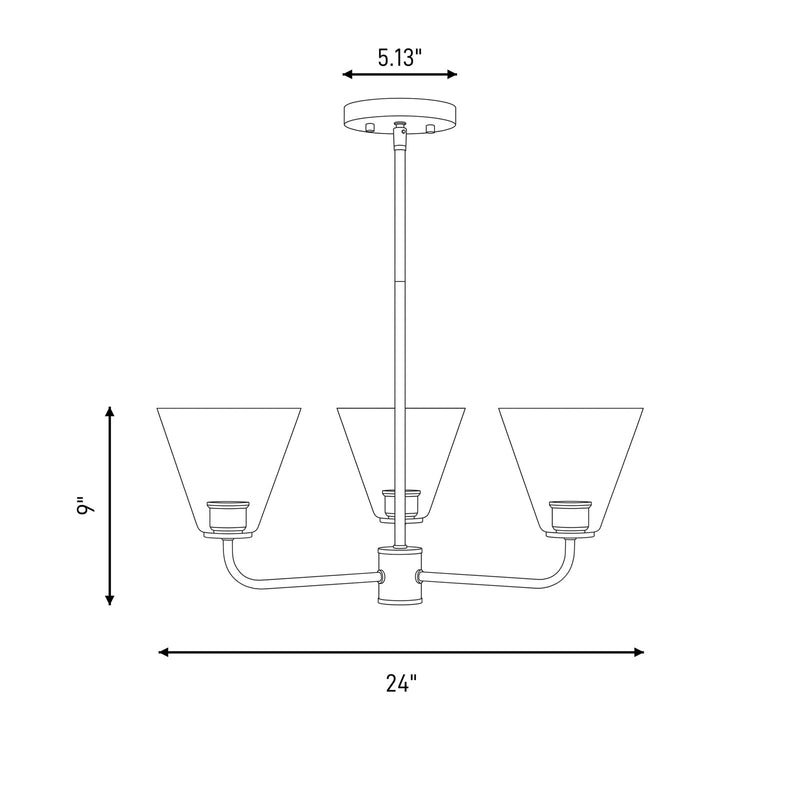 Savoy Essentials Blair 3 Light Chandelier, Satin Nickel/Strie