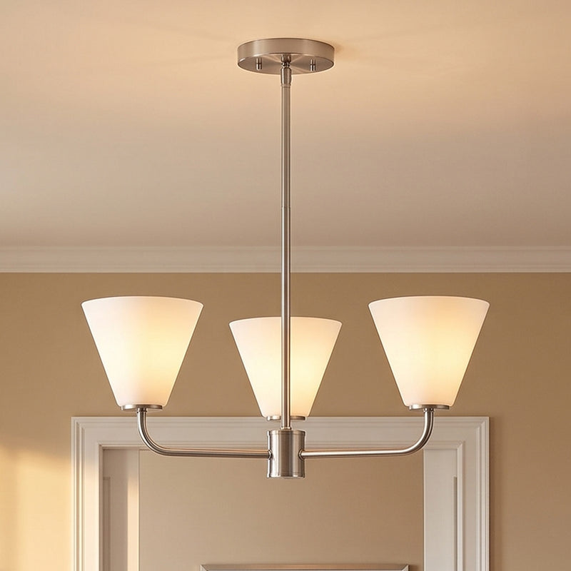 Savoy Essentials Blair 3 Light Chandelier, Satin Nickel/Strie