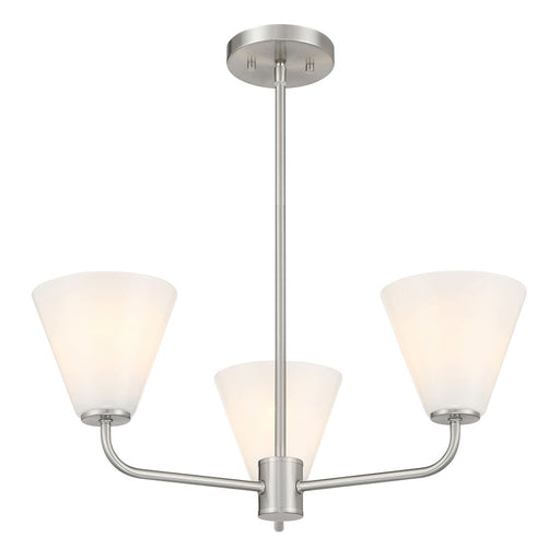 Savoy Essentials Blair 3 Light Chandelier, Satin Nickel/Strie