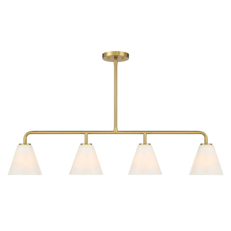 Savoy Essentials Blair 4Lt Linear Chandelier, Warm Brass/Strie