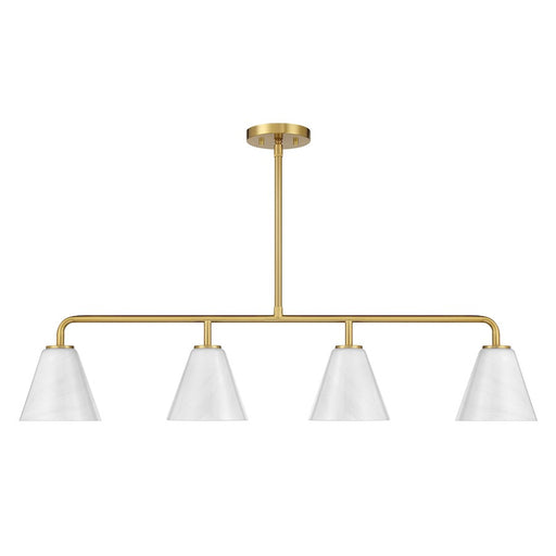 Savoy Essentials Blair 4Lt Linear Chandelier, Warm Brass/Strie