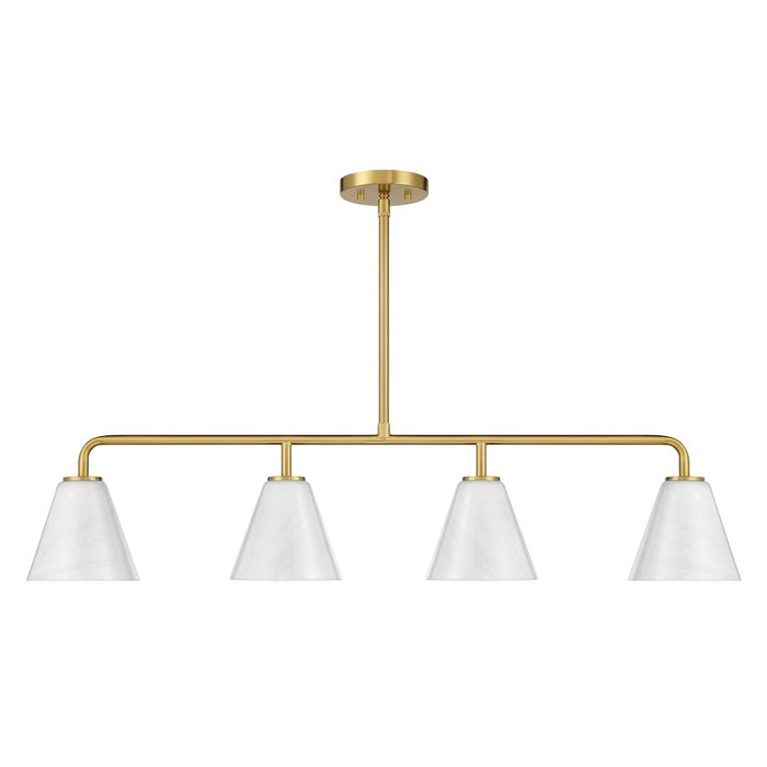 Savoy Essentials Blair 4Lt Linear Chandelier, Warm Brass/Strie