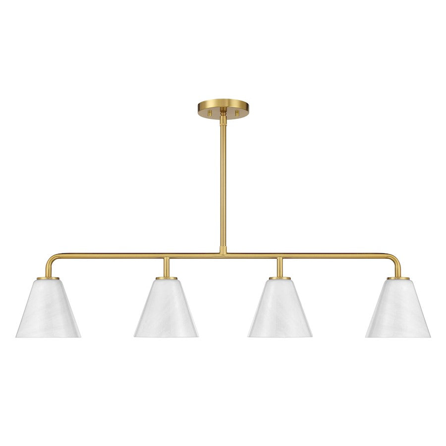 Savoy Essentials Blair 4Lt Linear Chandelier, Warm Brass/Strie