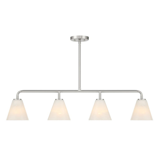 Savoy Essentials Blair 4Lt Linear Chandelier, Satin Nickel/Strie - 1-4014-4-SN