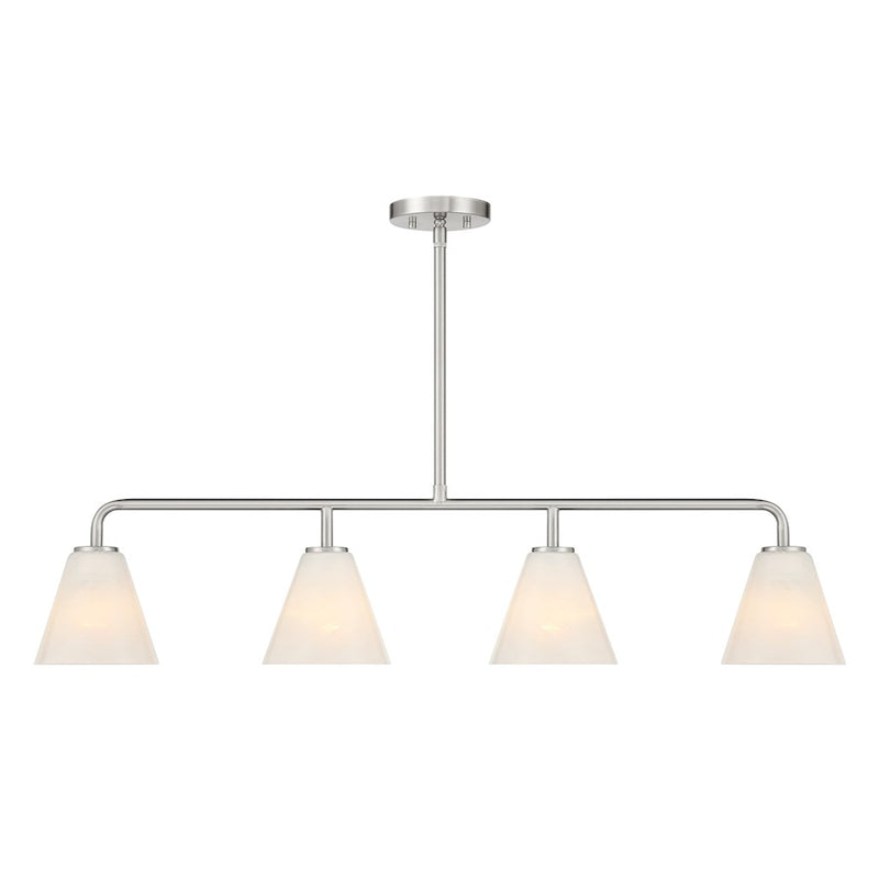 Savoy Essentials Blair 4Lt Linear Chandelier, Satin Nickel/Strie