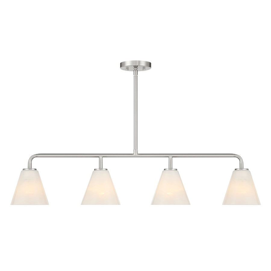 Savoy Essentials Blair 4Lt Linear Chandelier, Satin Nickel/Strie - 1-4014-4-SN