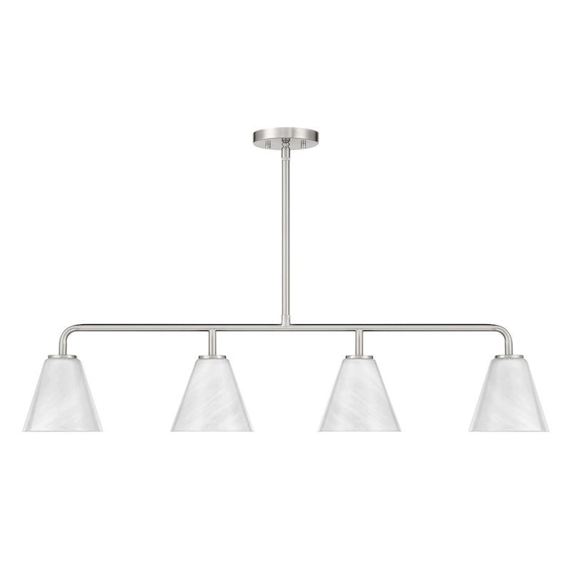 Savoy Essentials Blair 4Lt Linear Chandelier, Satin Nickel/Strie