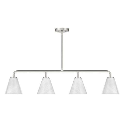 Savoy Essentials Blair 4Lt Linear Chandelier, Satin Nickel/Strie
