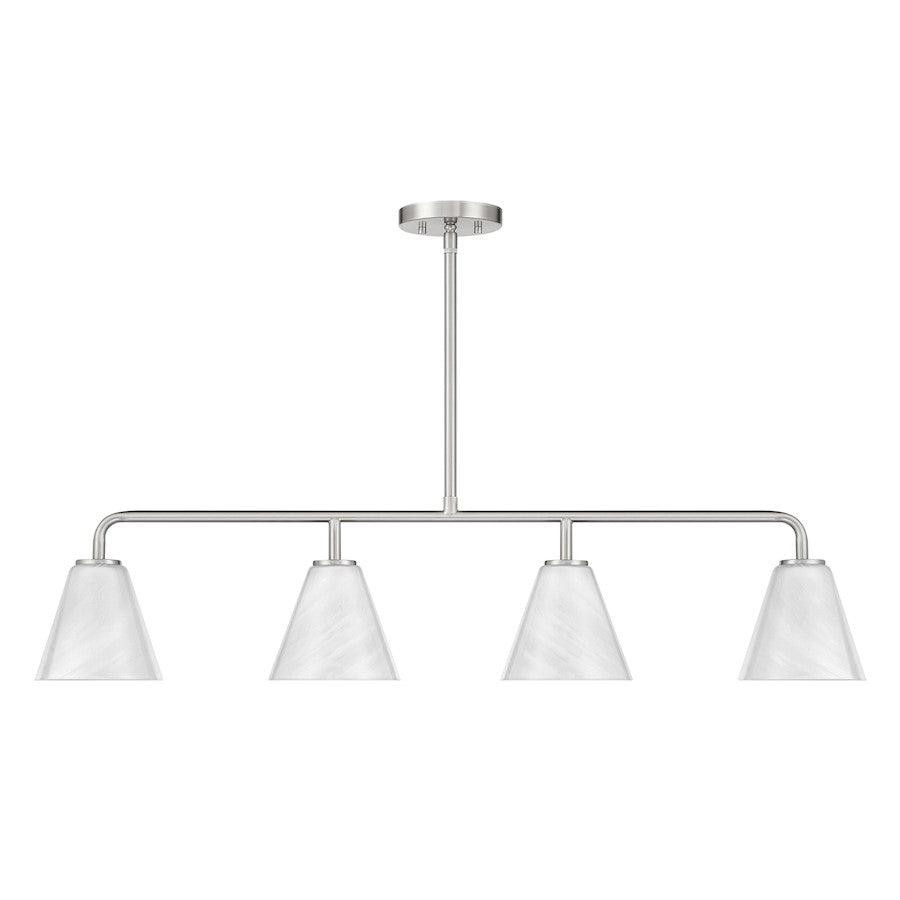 Savoy Essentials Blair 4Lt Linear Chandelier, Satin Nickel/Strie