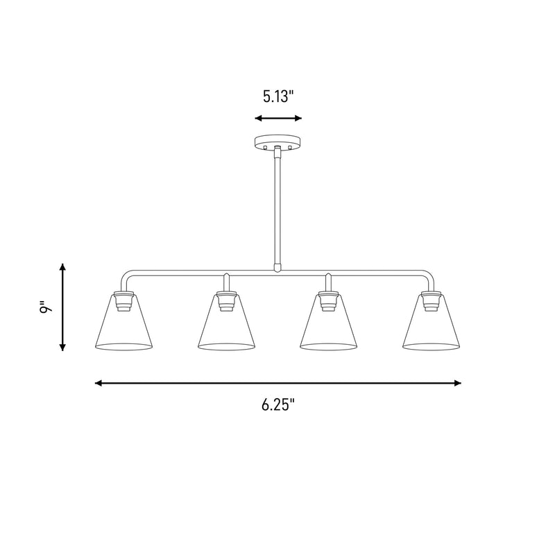Savoy Essentials Blair 4Lt Linear Chandelier, Satin Nickel/Strie