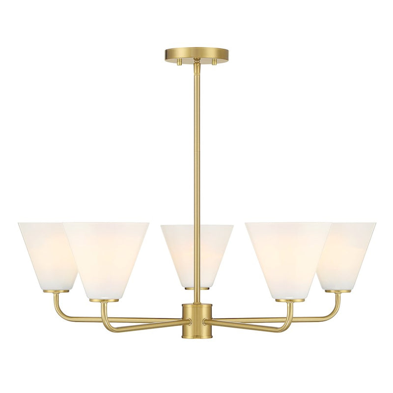 Savoy Essentials Blair 5 Light Chandelier, Warm Brass/Strie