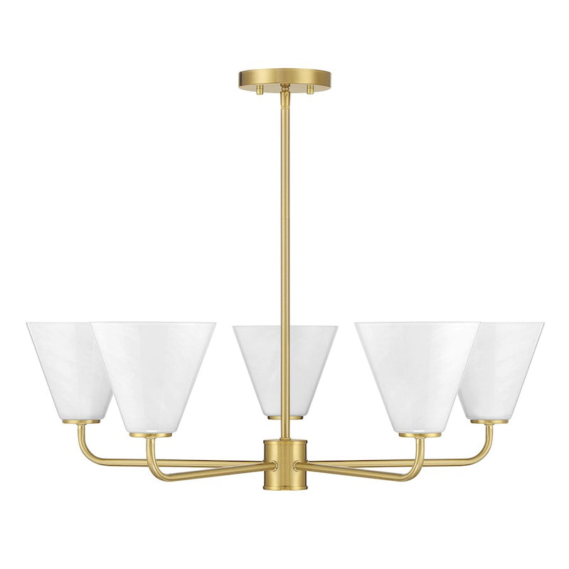 Savoy Essentials Blair 5 Light Chandelier, Warm Brass/Strie