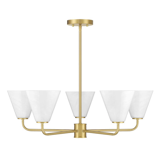 Savoy Essentials Blair 5 Light Chandelier, Warm Brass/Strie