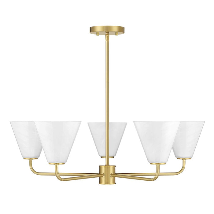 Savoy Essentials Blair 5 Light Chandelier, Warm Brass/Strie