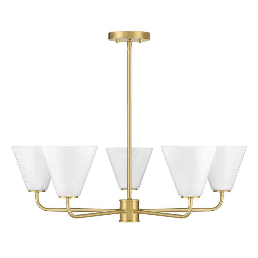 Savoy Essentials Blair 5 Light Chandelier, Warm Brass/Strie