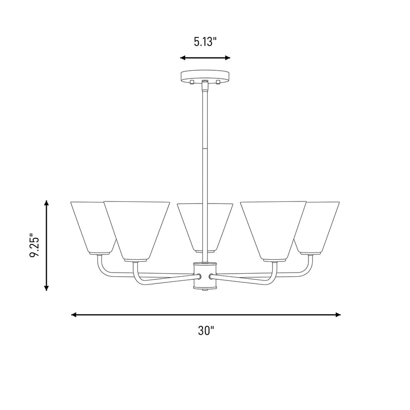 Savoy Essentials Blair 5 Light Chandelier, Warm Brass/Strie