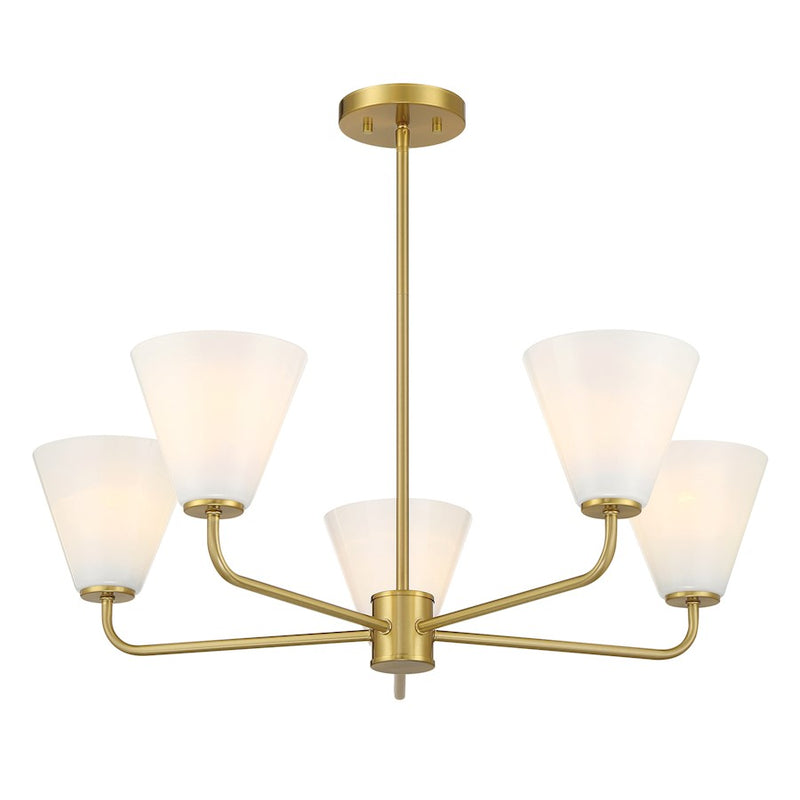 Savoy Essentials Blair 5 Light Chandelier, Warm Brass/Strie