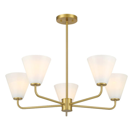 Savoy Essentials Blair 5 Light Chandelier, Warm Brass/Strie