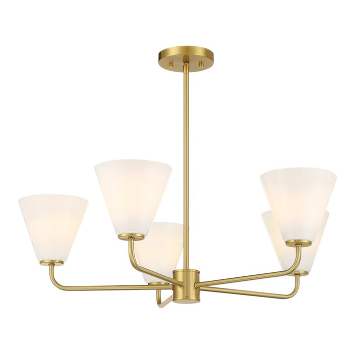Savoy Essentials Blair 5 Light Chandelier, Warm Brass/Strie