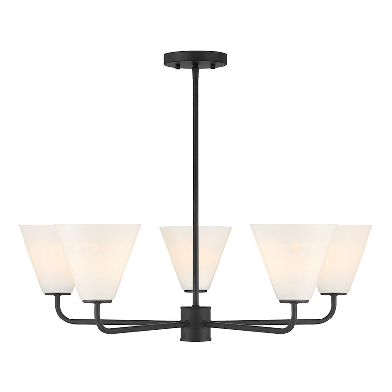 Savoy Essentials Blair 5 Light Chandelier, Matte Black/Strie