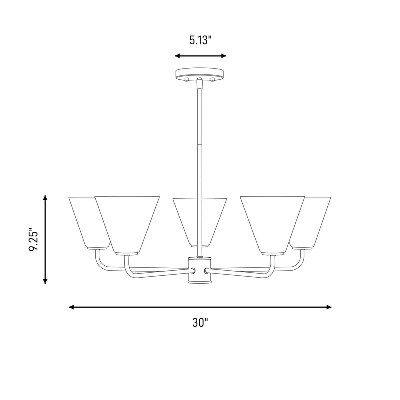 Savoy Essentials Blair 5 Light Chandelier, Matte Black/Strie