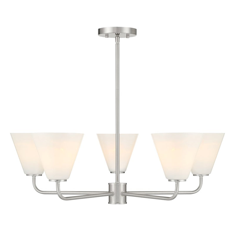 Savoy Essentials Blair 5 Light Chandelier, Satin Nickel/Strie