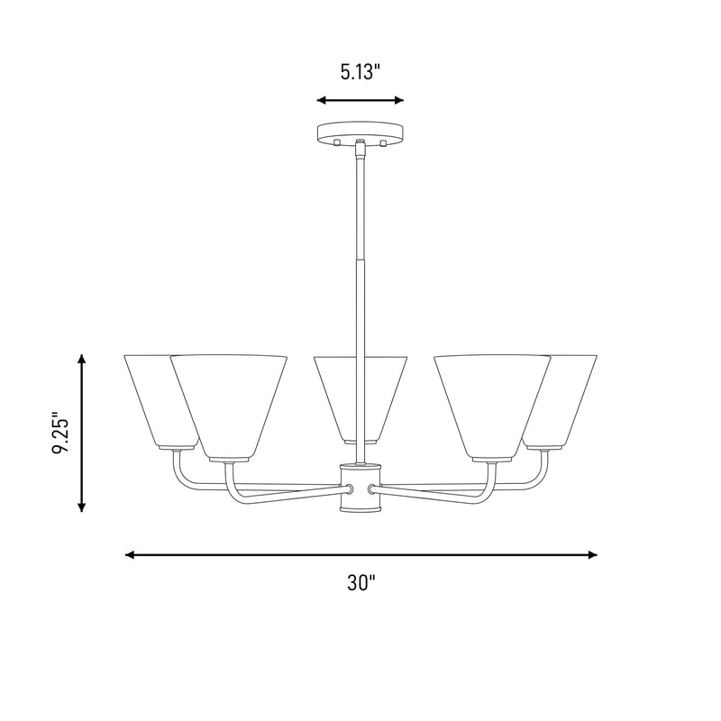 Savoy Essentials Blair 5 Light Chandelier, Satin Nickel/Strie