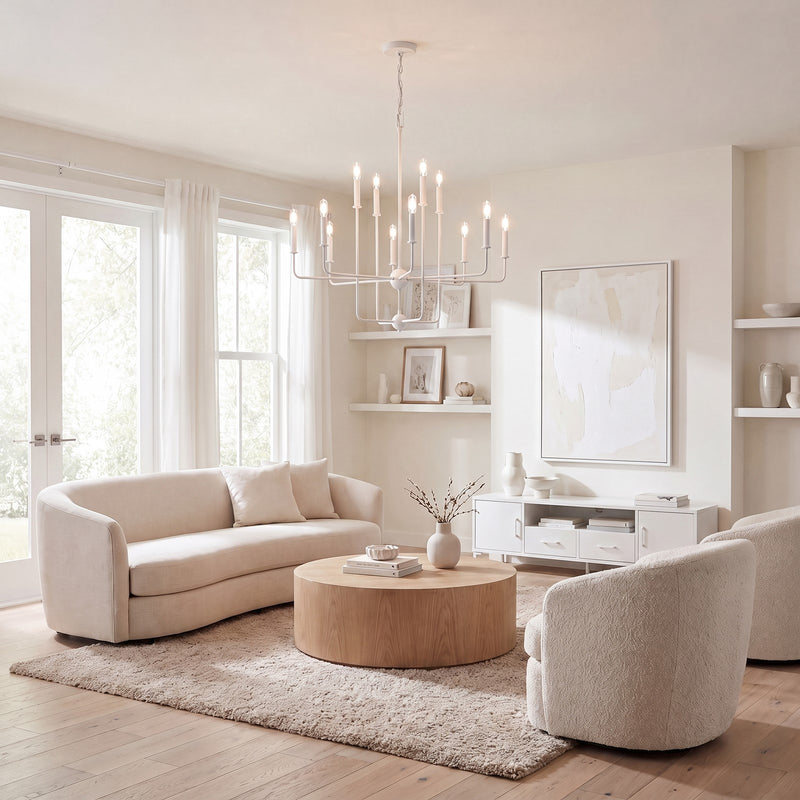 Essentials Avondale 12 Light Chandelier, Bisque White