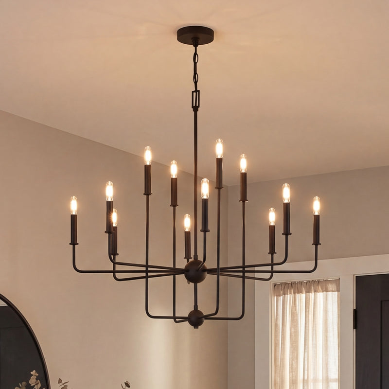 Essentials Avondale 12 Light Chandelier, Matte Black