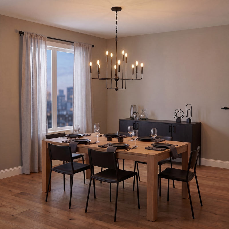 Essentials Avondale 12 Light Chandelier, Matte Black