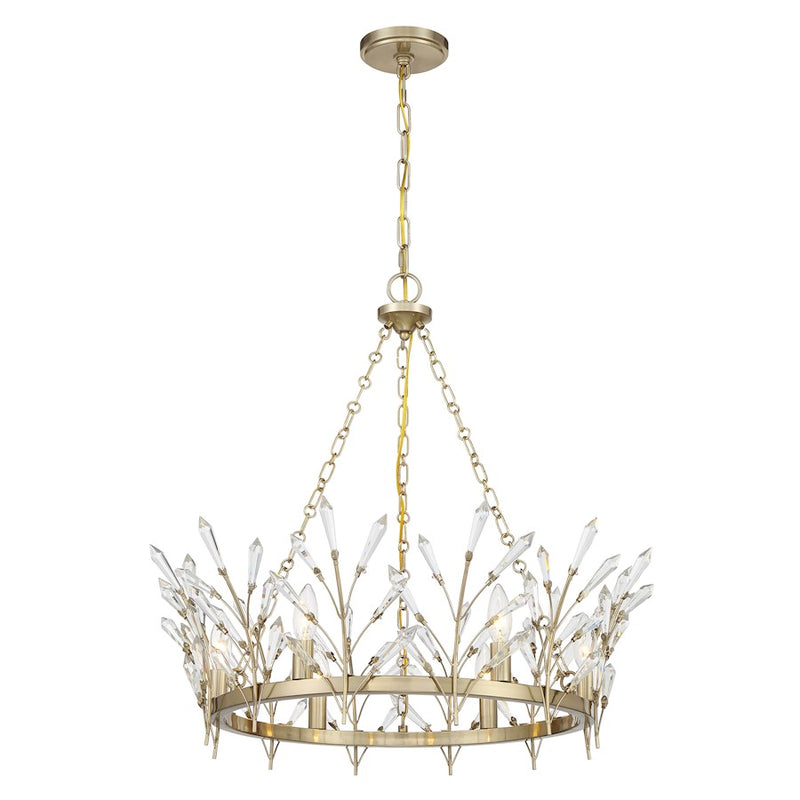 Savoy House Orianna 6 Light Chandelier, Noble Brass