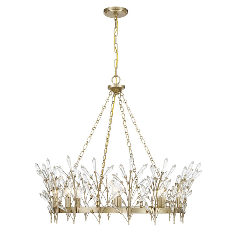 Savoy House Orianna 8 Light Chandelier, Noble Brass
