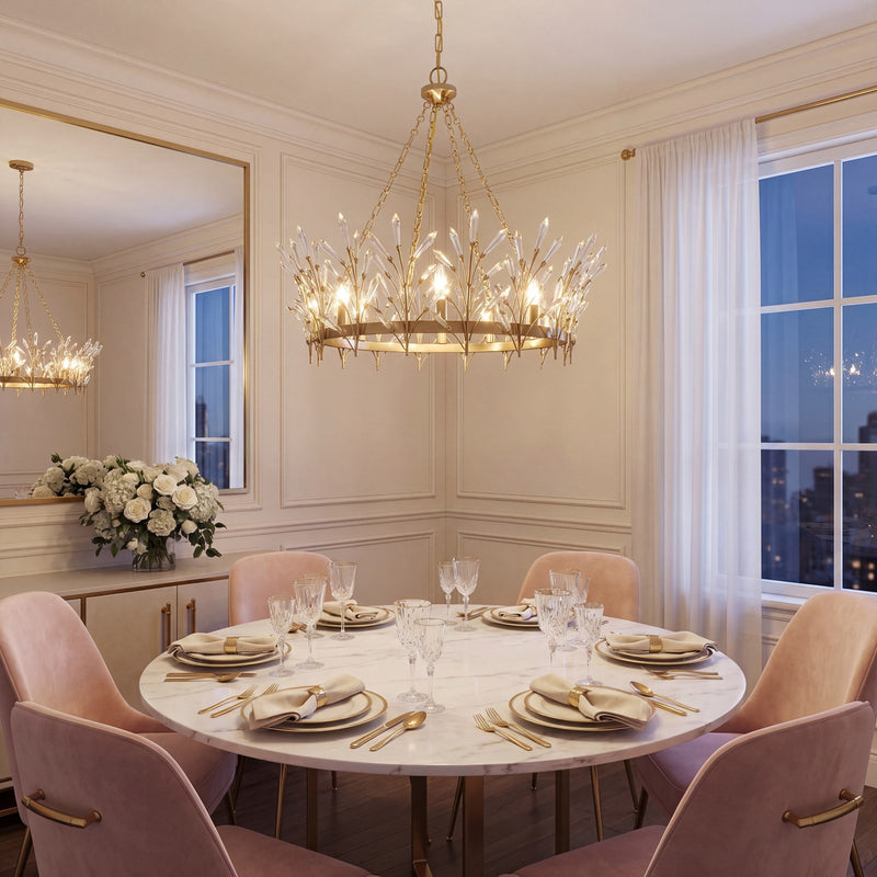 Savoy House Orianna 8 Light Chandelier, Noble Brass