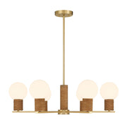 Savoy House Jarrell 6 Lt Chandelier, White Opal, Warm Brass - 1-4080-6-322