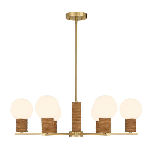 Savoy House Jarrell 6 Lt Chandelier, White Opal, Warm Brass - 1-4080-6-322