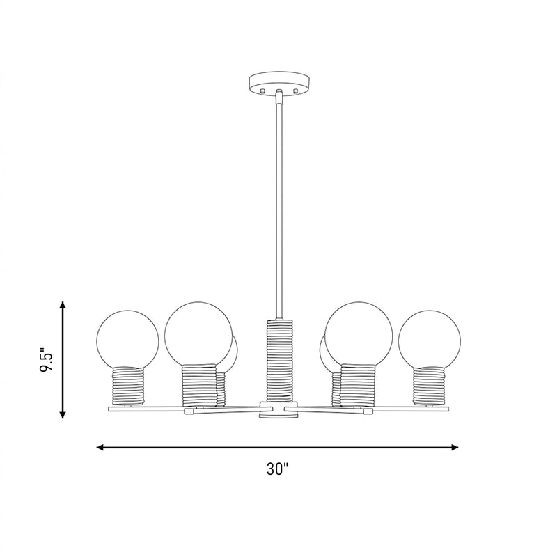 Savoy House Jarrell 6 Lt Chandelier, White Opal, Warm Brass