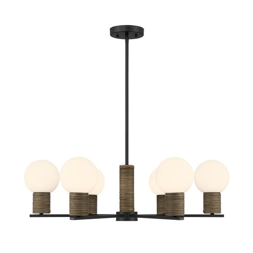 Savoy House Jarrell 6 Lt Chandelier, White Opal, Matte Black - 1-4080-6-89