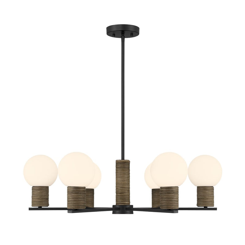Savoy House Jarrell 6 Lt Chandelier, White Opal, Matte Black