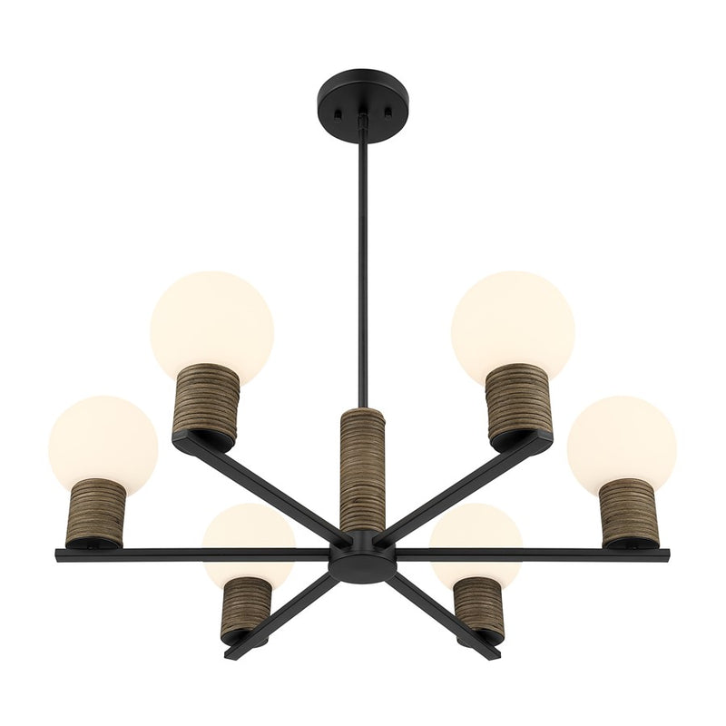 Savoy House Jarrell 6 Lt Chandelier, White Opal, Matte Black