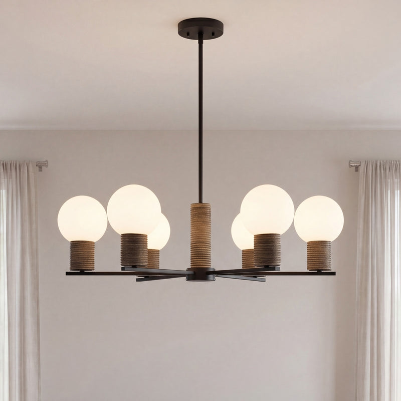 Savoy House Jarrell 6 Lt Chandelier, White Opal, Matte Black
