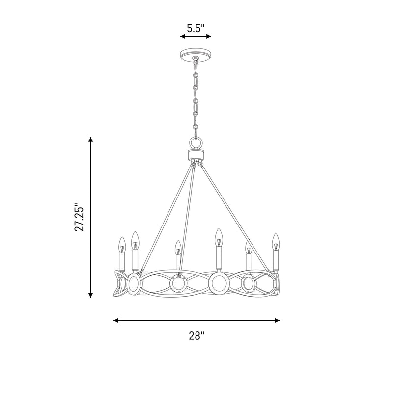 Savoy House Minette 6 Lt Chandelier, Spun Gold
