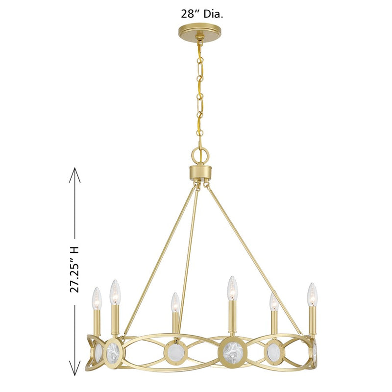 Savoy House Minette 6 Lt Chandelier, Spun Gold