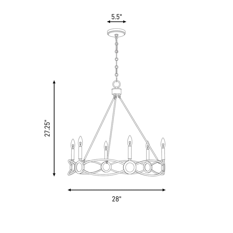 Savoy House Minette 6 Lt Chandelier, Matte Black
