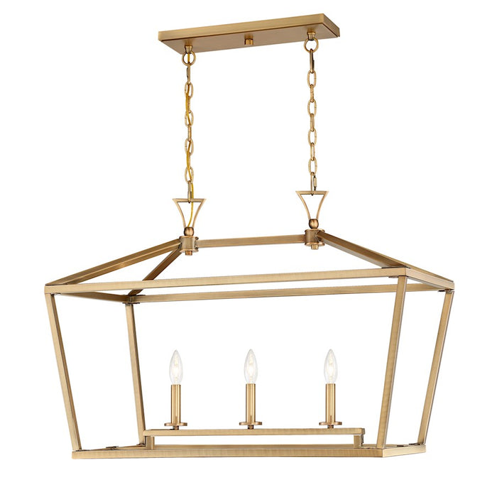 Savoy House Townsend 3-Light Linear Chandelier, Warm Brass